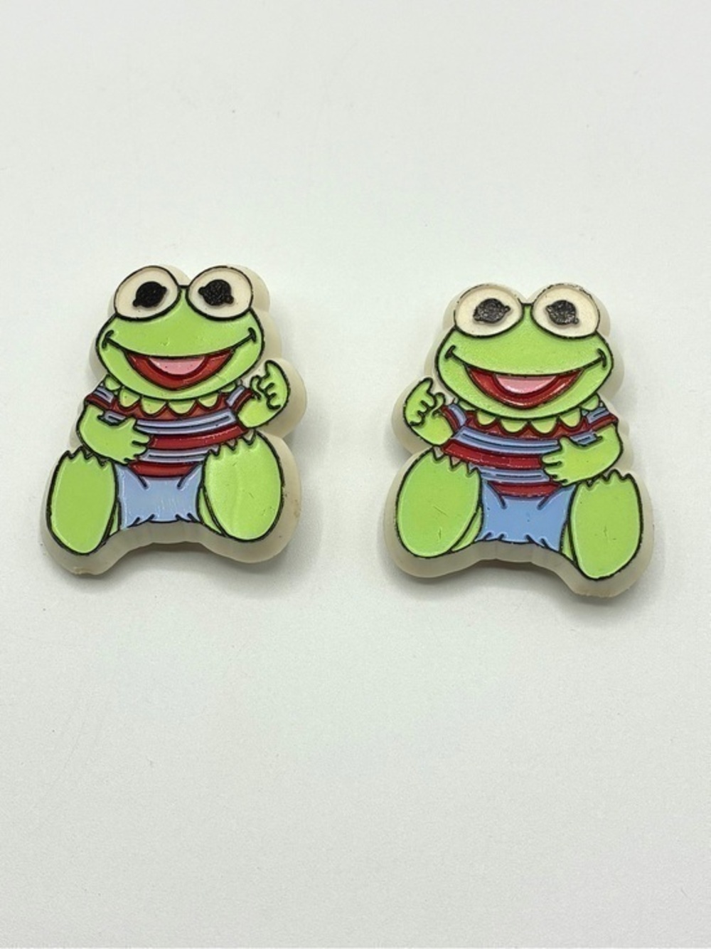 Vintage 1984 Kermit Frog Barrettes Pair Jim Henson Muppet Babies